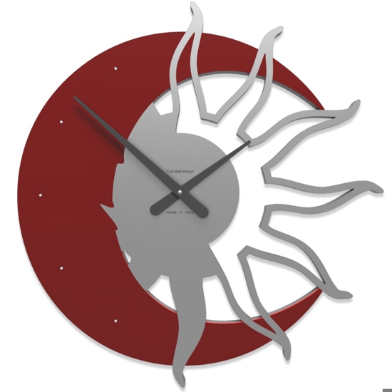 Orologio 60 moderno da parete legno colore rosso rubino grigio