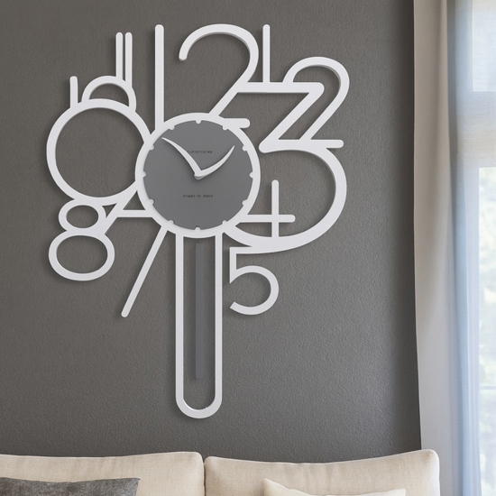 Joseph orologio a pendolo moderno da parete legno bianco antracite