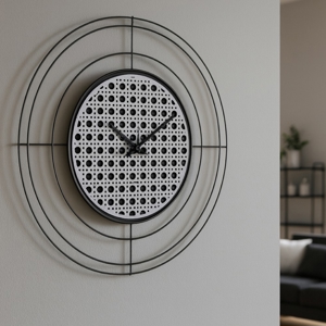 Orologio rotondo a parete moderno bianco e nero
