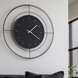 Visualizza i dettagli per Orologio da parete 59cm nero rotondo per soggiorno moderno Orologio da parete 59cm nero rotondo per soggiorno moderno
