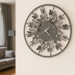 Visualizza i dettagli per Orologio farfalle da parete moderno colore fango per soggiorno Orologio farfalle da parete moderno colore fango per soggiorno
