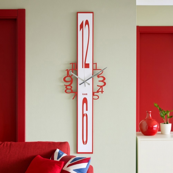 Orologio da parete rosso per dal design moderno per soggiorno Orologio da parete rosso per dal design moderno per soggiorno