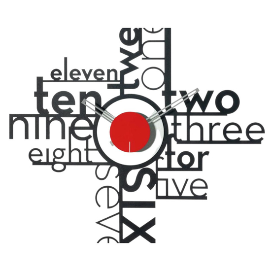 Orologio da parete moderno nero e rosso design lettere Orologio da parete moderno nero e rosso design lettere