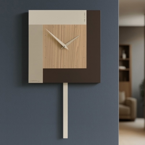 Visualizza i dettagli per Orologio da muro a pendolo moderno stripes noce canaletto Orologio da muro a pendolo moderno stripes noce canaletto