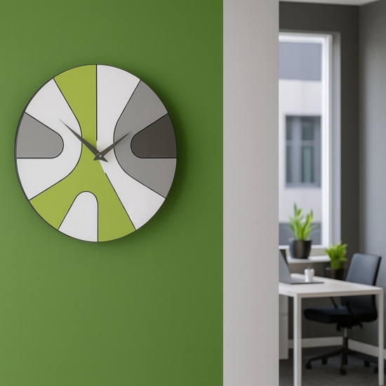 Orologio in legno rotondo da parete moderno verde Orologio in legno rotondo da parete moderno verde