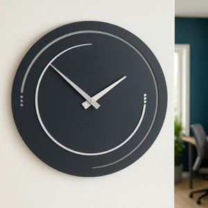 Orologio nero da parete legno rotondo moderno 46cm