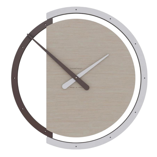 Orologio moderno da parete legno rotondo bianco e cioccolato Orologio moderno da parete legno rotondo bianco e cioccolato