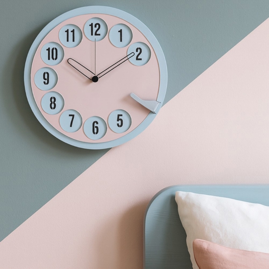 Orologio moderno da muro cenere e gelso rotondo numeri telefono