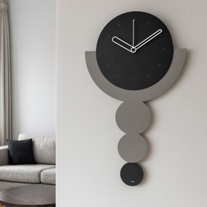 Visualizza i dettagli per Orologio da parete con pendolo moderno nero e fango Orologio da parete con pendolo moderno nero e fango