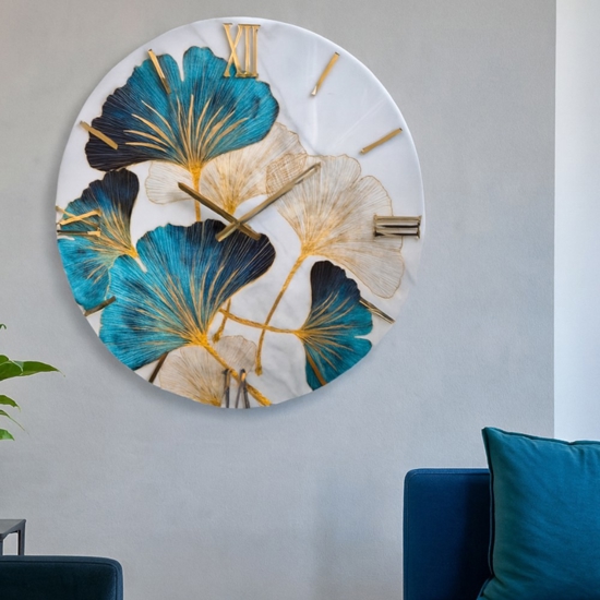 Grande orologio per parete 100cm floreal in resina moderno