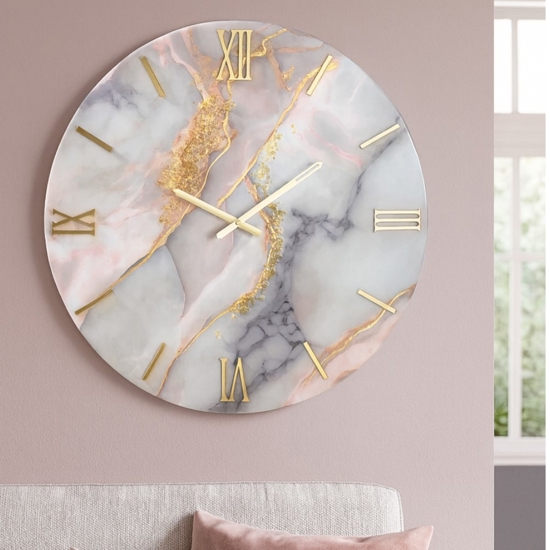 Orologio cipro di resina 80cm da parete moderno foglia oro cristalli