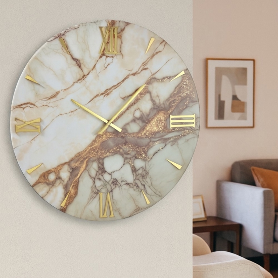 Grande orologio 100cm tondo design da parete effetto marmo