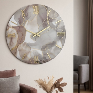 Visualizza i dettagli per Orologio lilly 80cm tondo per parete effetto marmo particolare Orologio lilly 80cm tondo per parete effetto marmo particolare