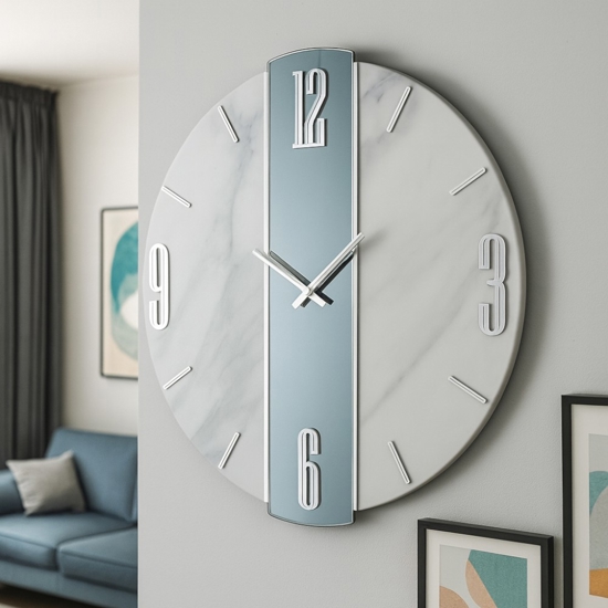 Orologio lola silver da parete 74cm effetto marmo specchio Orologio lola silver da parete 74cm effetto marmo specchio