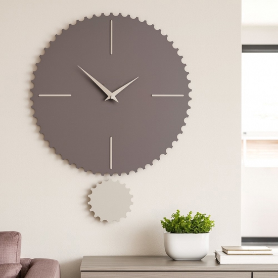 Orologio da parete in legno cioccolato e sabbia con pendolo