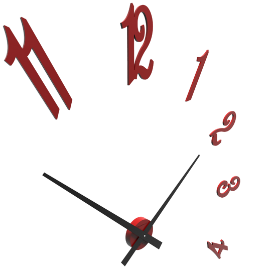 Grande orologio da parete componibile 130cm legno rubino numeri adesivi