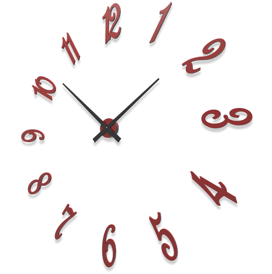 Grande orologio da parete componibile 130cm legno rubino numeri adesivi