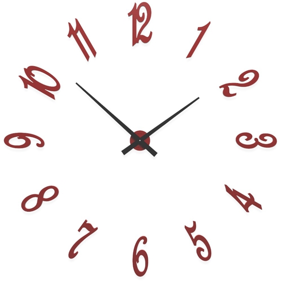 Grande orologio da parete componibile 130cm legno rubino numeri adesivi