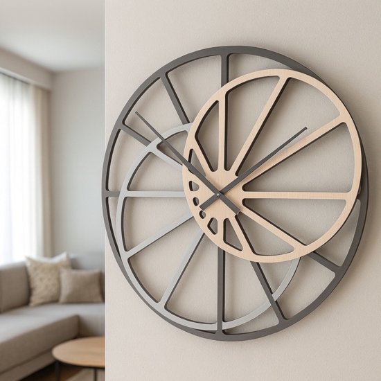 Theresa grande orologio 95cm moderno da muro  rovere decape'