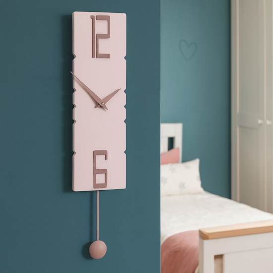 Orologio a pendolo parete moderno legno colore sabbia rosata 
