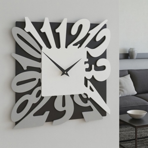 Visualizza i dettagli per Orologio da parete moderno design quadrato bianco nero Orologio da parete moderno design quadrato bianco nero