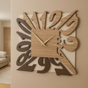 Orologio moderno da parete quadrato design nocciola
