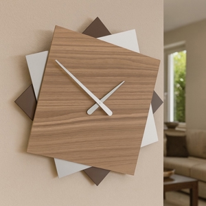 Visualizza i dettagli per Orologio da parete design moderno noce canaletto grigio Orologio da parete design moderno noce canaletto grigio