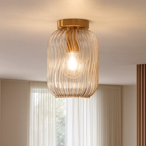 Visualizza i dettagli per Plafoniera moderna ottone toplight tender da cucina vetro rigato ambra Plafoniera moderna ottone toplight tender da cucina vetro rigato ambra