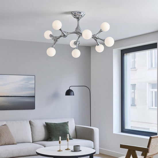 Ideal lux nodino pl9 plafoniera moderna cromo nove luci design Ideal lux nodino pl9 plafoniera moderna cromo nove luci design