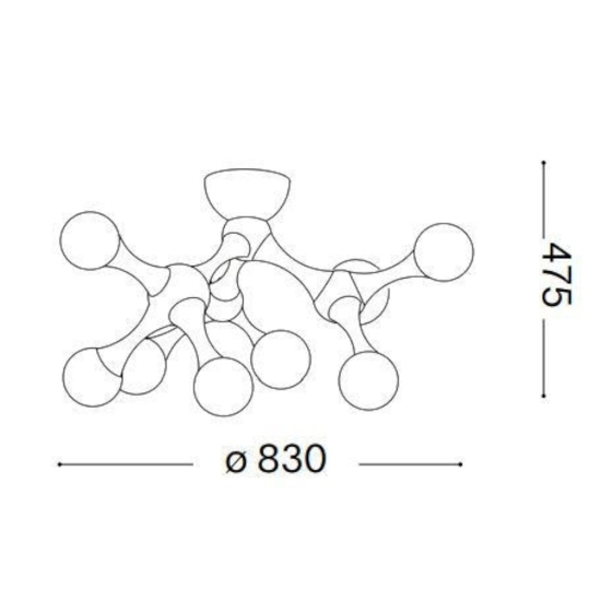 Ideal lux nodino pl9 plafoniera moderna cromo nove luci design Ideal lux nodino pl9 plafoniera moderna cromo nove luci design