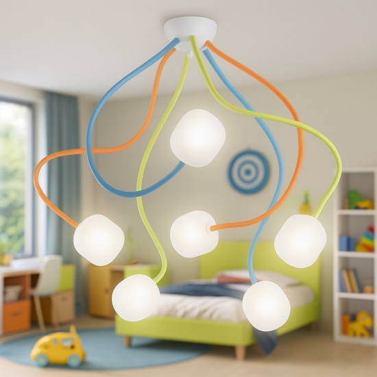 Octopus pl6 plafoniera per cameretta 6 bracci flessibili multicolore ideal lux Octopus pl6 plafoniera per cameretta 6 bracci flessibili multicolore ideal lux