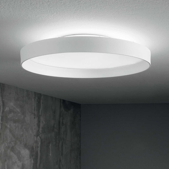 Fly pl d45 ideal lux plafoniera a led 26w 3000k bianca tonda 45cm per soggiorno