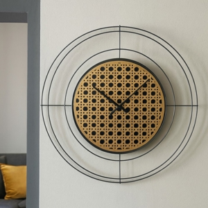 Orologio moderno da parete rotondo nero e oro 50cm