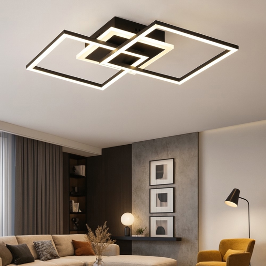 Plafoniera led 25w 3000k quadrata nera dimmerabile moderna