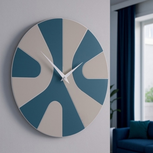 Orologio da parete rotondo legno blu rotondo 34cm