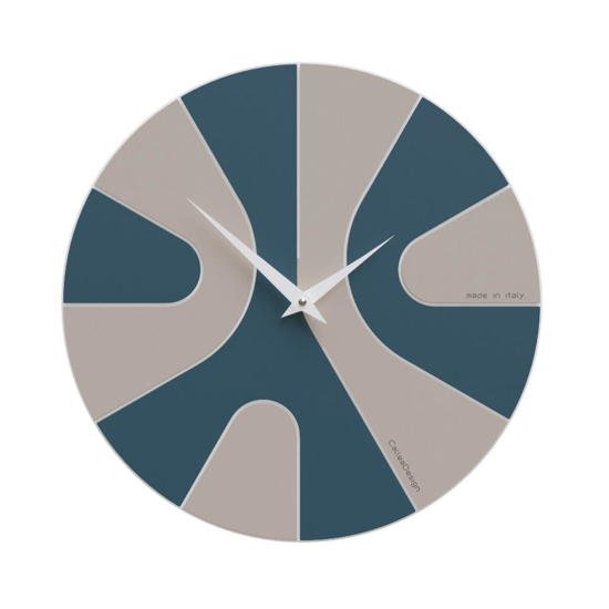 Orologio da parete rotondo legno blu rotondo 34cm