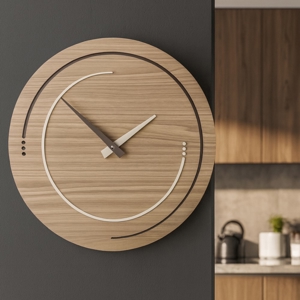 Visualizza i dettagli per Orologio da parete moderno rotondo legno effetto noce Orologio da parete moderno rotondo legno effetto noce