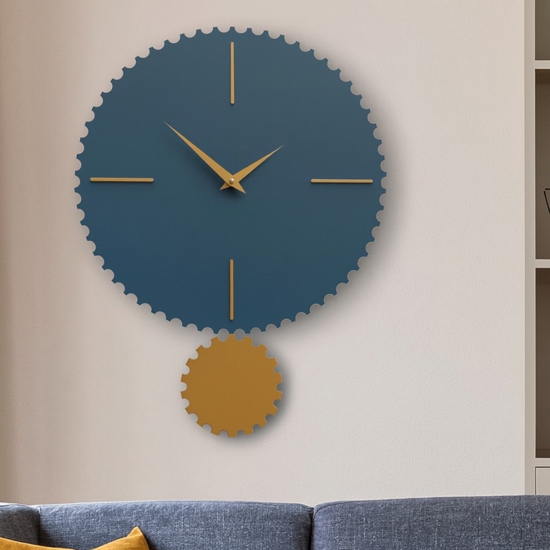 Orologio da parete con pendolo in legno ottanio dettagli oro