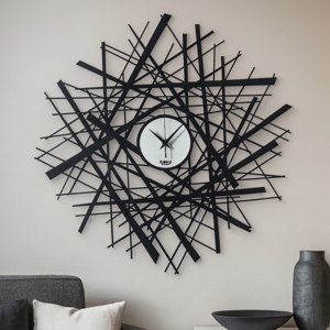 Orologio moderno da parete linee nere e avorio 58cm
