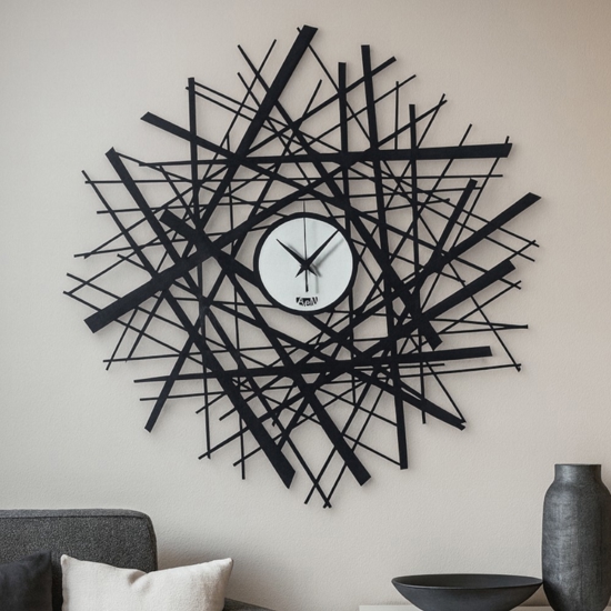 Orologio moderno da parete linee nere e avorio 58cm Orologio moderno da parete linee nere e avorio 58cm