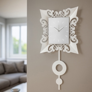 Orologio con pendolo da parete moderno quadrato bianco