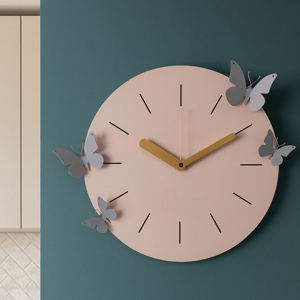 Orologio moderno da parete gelso glicine con farfalle