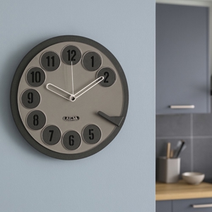 Orologio da parete design telefono rotondo nero e fango