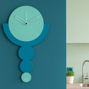 Visualizza i dettagli per Orologio da parete con pendolo verde e blu design cerchi Orologio da parete con pendolo verde e blu design cerchi