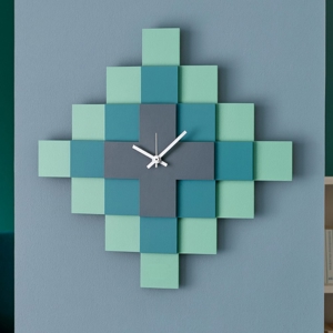 Visualizza i dettagli per Orologio da parete moderno design geometrico verde e blu Orologio da parete moderno design geometrico verde e blu