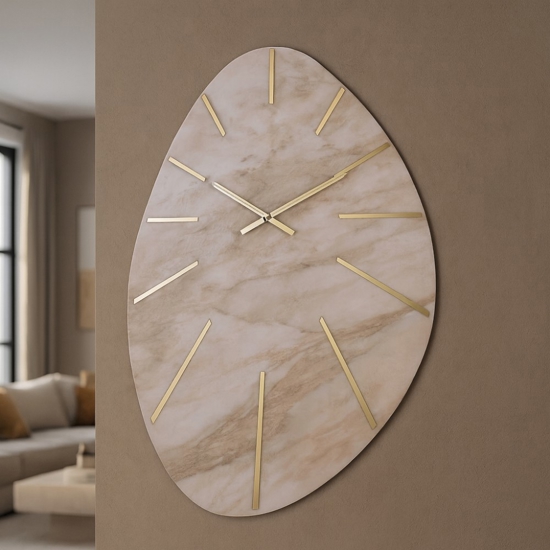 Orologio da parete 110x72 cm effetto marmo beige