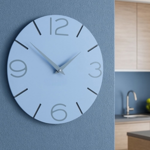 Orologio rotondo da parete moderno azzurro polvere