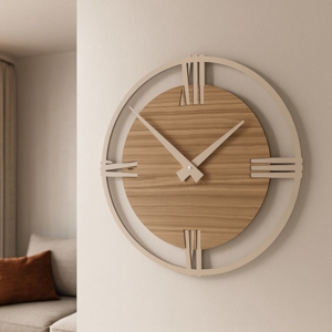 Orologio tondo da parete moderno 30cm noce canaletto