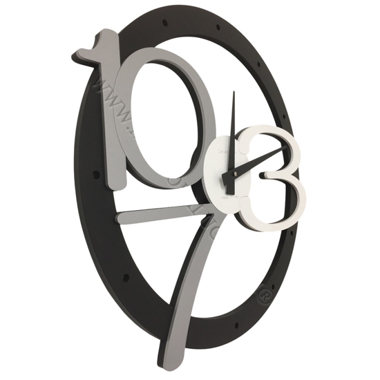 Orologio da parete moderno rotondo nero grigio design originale