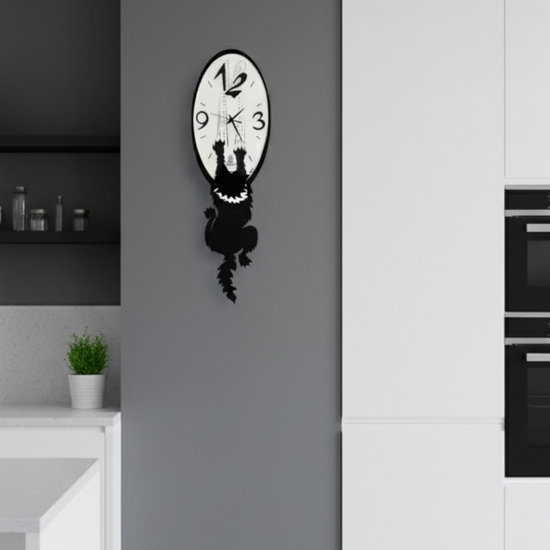 Orologio da parete gatto nero design moderno